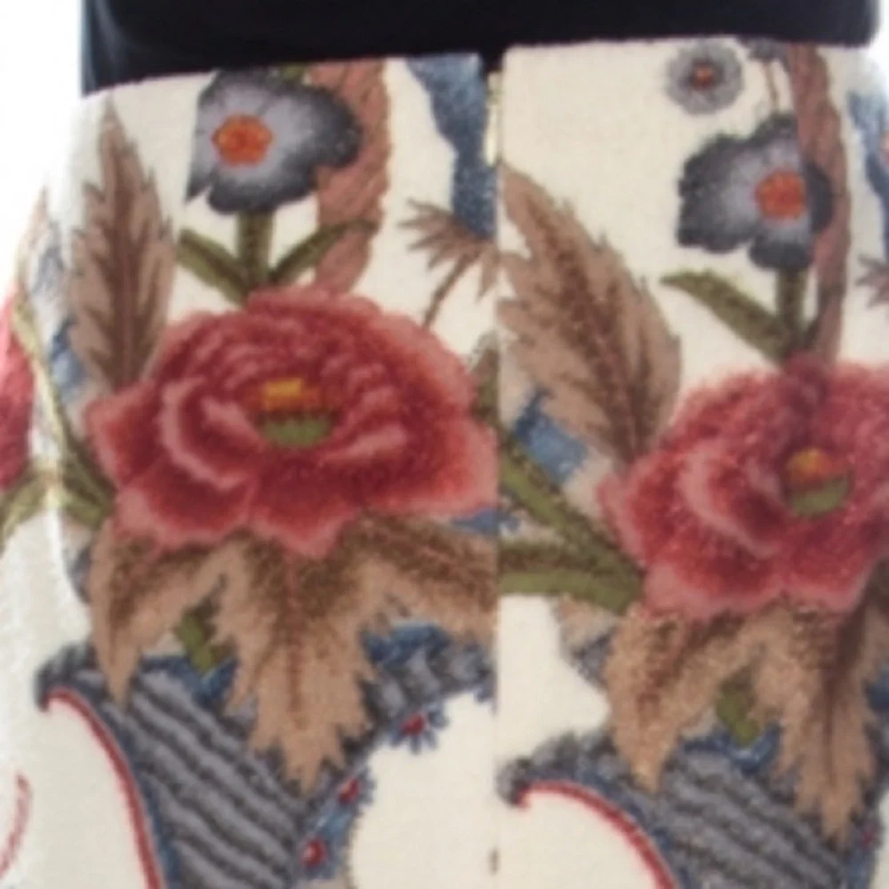 CAROLINA HERRERA FELTED WOOL BLEND PENCIL SKIRT CREAM/MULTI FLORAL SIZE 4 - Picture 6 of 9